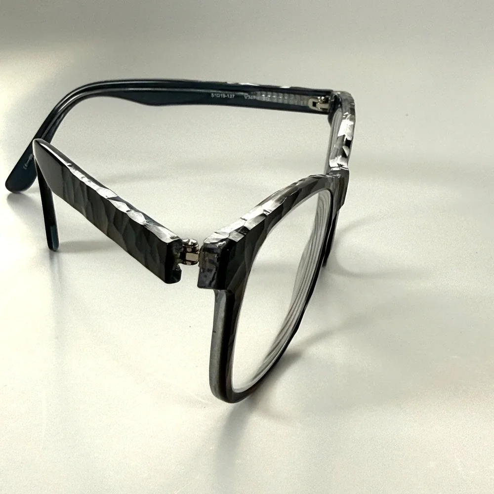 VERA WANG V347 TO Eyeglasses Frame Only 51-19-137 Black Texturized 59 Handmade